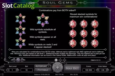 Paytable 1. Soul Gems slot