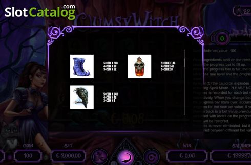 Bildschirm7. Clumsy Witch slot
