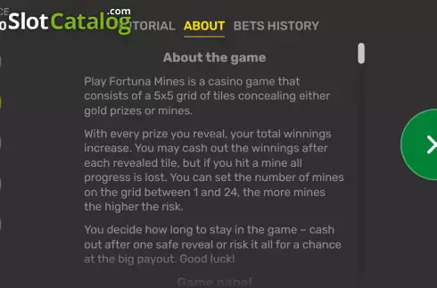 Bildschirm9. Play Fortuna Mines slot