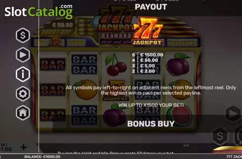 PayTable screen 2. 777 Jackpot Diamond slot