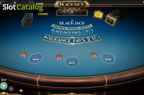 Game screen. Blackjack Bonus Wheel 1000 slot