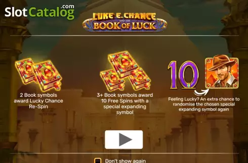 Start Screen. Luke E. Chance and the Book of Luck slot