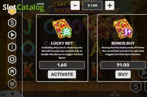 Buy Feature Screen. Luke E. Chance and the Book of Luck slot