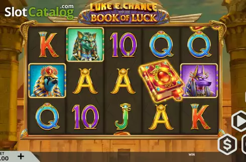 Game Screen. Luke E. Chance and the Book of Luck slot