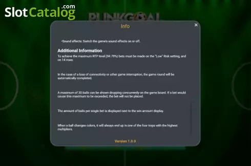 Game Rules screen 3. Plinkgoal slot