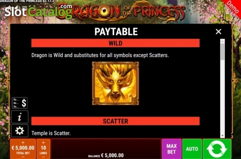 Features. Dragon of the Princess slot