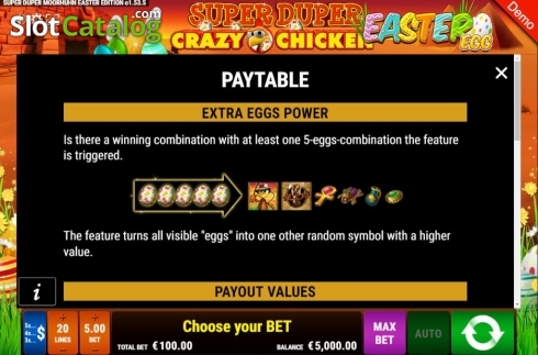 Bildschirm5. Super Duper Crazy Chicken Easter Egg slot