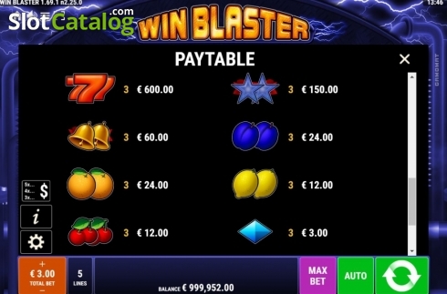 Paytable 1. Win Blaster slot