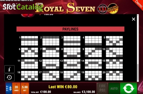 Paylines. Royal Seven XXL RHFP slot