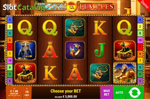 Game Screen. Books and Temples slot