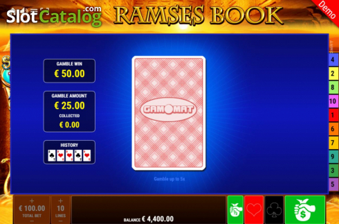 Gamble. Ramses Book Respins of Amun-Re slot