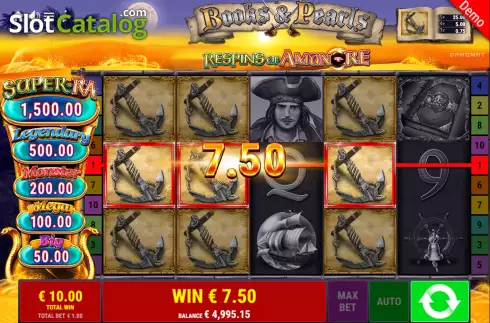 Free Spins Gameplay Screen 2. Books and Pearls Respins of Amun-Re slot