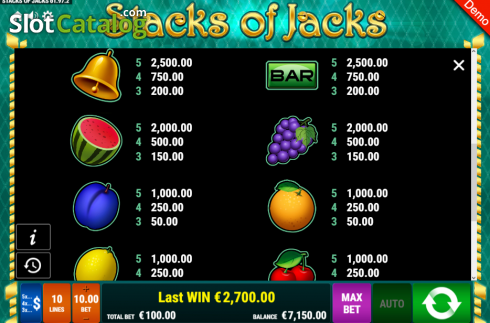 Bildschirm7. Stacks of Jacks slot