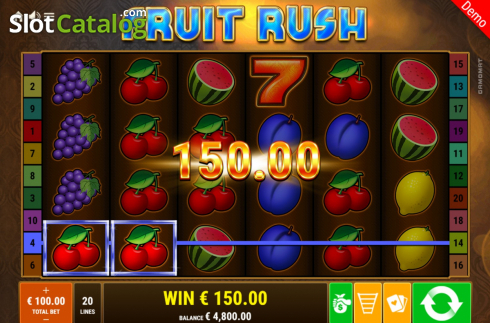 Win Screen. Fruit Rush (Gamomat) slot