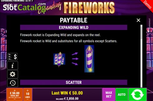 Bildschirm7. Expanding Fireworks slot