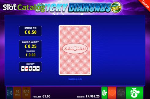 Risk/Gamble game screen. Sticky Diamonds Double Rush slot