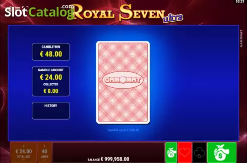 Risk Game screen. Royal Seven Ultra slot