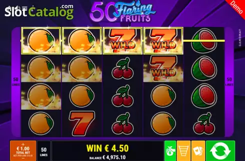 Win Screen 2. 50 Flaring Fruits slot