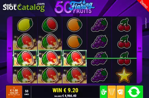 Win Screen 4. 50 Flaring Fruits slot