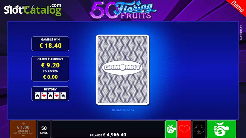 50 Flaring Fruits Card Gamble Feature
