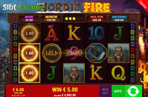 Free Spins Gameplay Screen. Nordic Fire slot