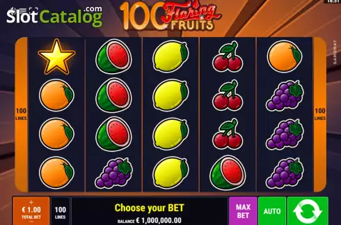 Game Screen. 100 Flaring Fruits slot