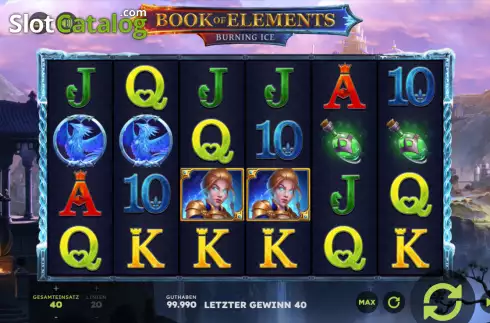 Game screen. Book of Elements slot