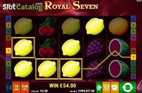 Win Screen. Royal Seven slot