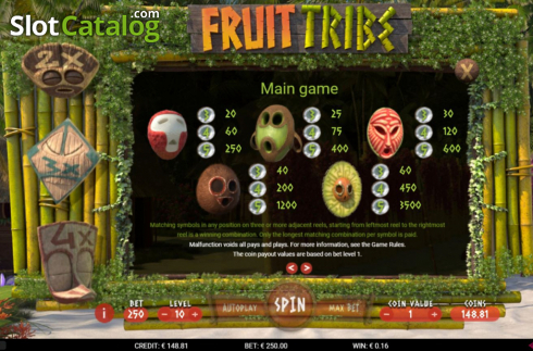 Écran9. Fruit Tribe Machine à sous