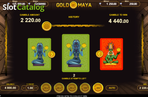 Gamble scren. Gold of Maya slot