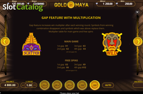 Feature screen 1. Gold of Maya slot