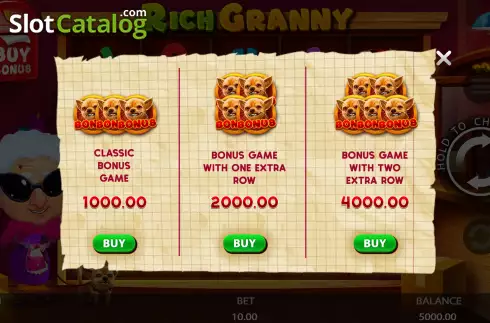 Buy Feature Screen. Rich Granny slot
