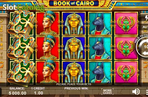 Game Screen. Book of Cairo slot