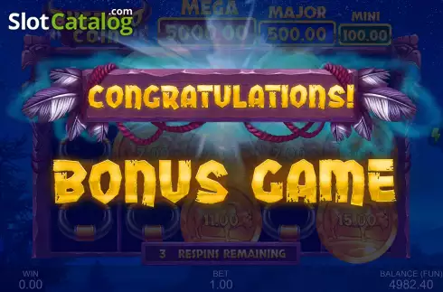 Bonus Gameplay Screen. Buffalo Coin: Hold The Spin slot