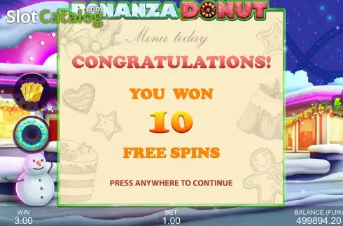 Free Spins Win Screen 2. Bonanza Donut Xmas slot