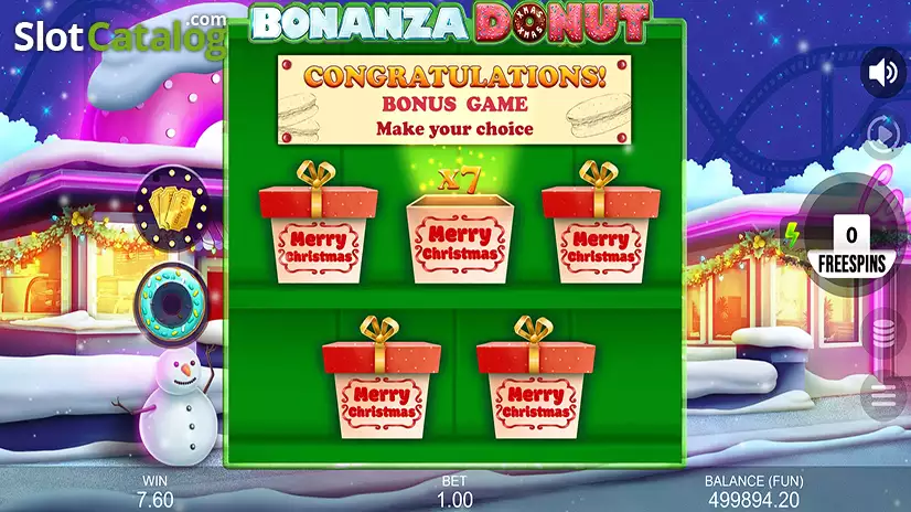 Bonanza Donut Xmas Bonus Multiplier Gameplay Screen