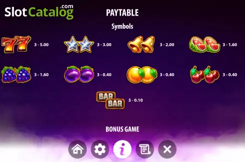 Paytable screen. 3x3: Hell Spin slot