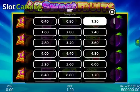 Bets Screen. 40 Sweet Fruits slot