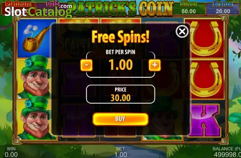 Buy Feature Screen. Patrick's Coin: Hold the Spin slot