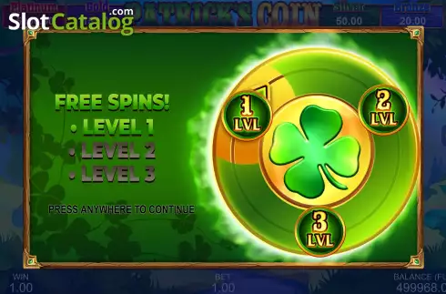 Free Spins lvl1 Gameplay Screen 2. Patrick's Coin: Hold the Spin slot