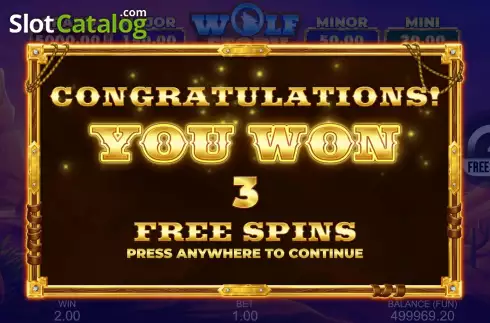 Free Spins Gameplay Screen 2. Wolf Story slot