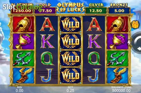 Reels screen. Olympus of Luck: Hold the Spin slot