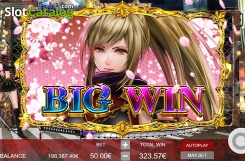 Big win screen. Samurai Girl slot