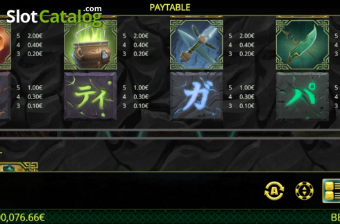 Paytable 2. Dawn of the Druids slot