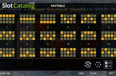 Paylines screen. Four Sacred Souls slot