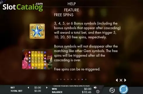 Paytable 6. Mysterious gems slot