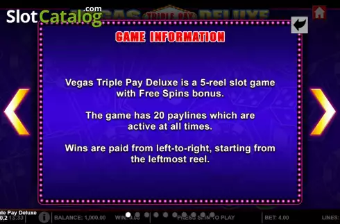 画面6. Vegas Triple Pay Deluxe カジノスロット
