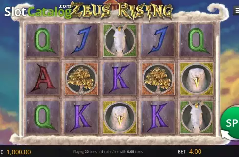 Game Screen. Zeus Rising (Genii) slot