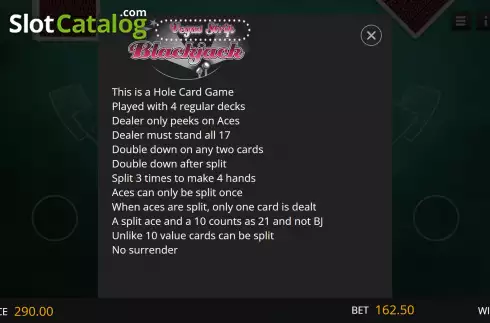 Rules. Vegas Strip Blackjack (Genii) slot