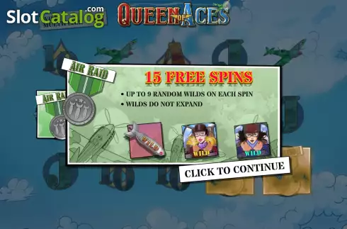 Free Spins screen. Queen of Aces slot